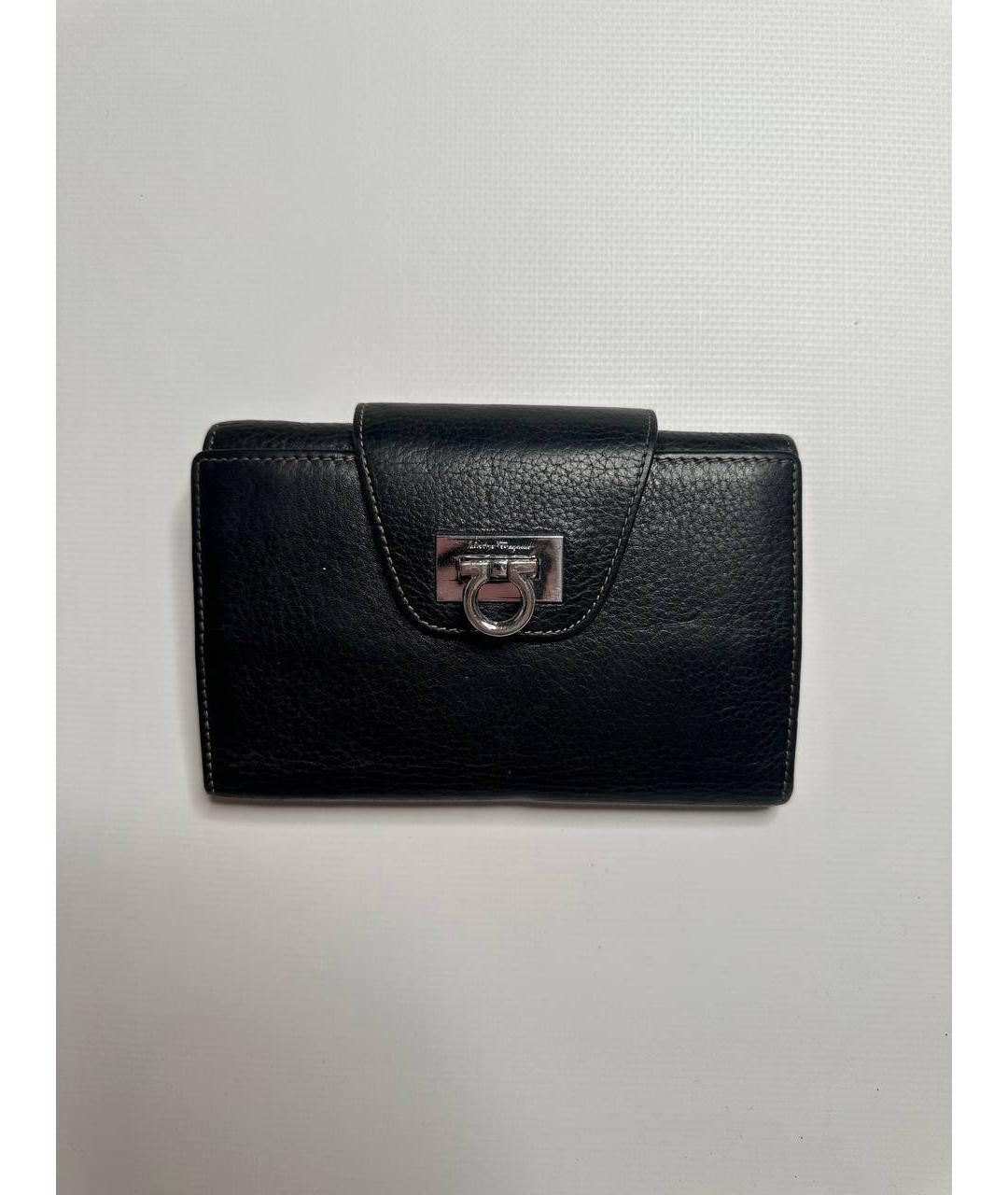 FERRAGAMO Черный кожаный кошелек, фото 5