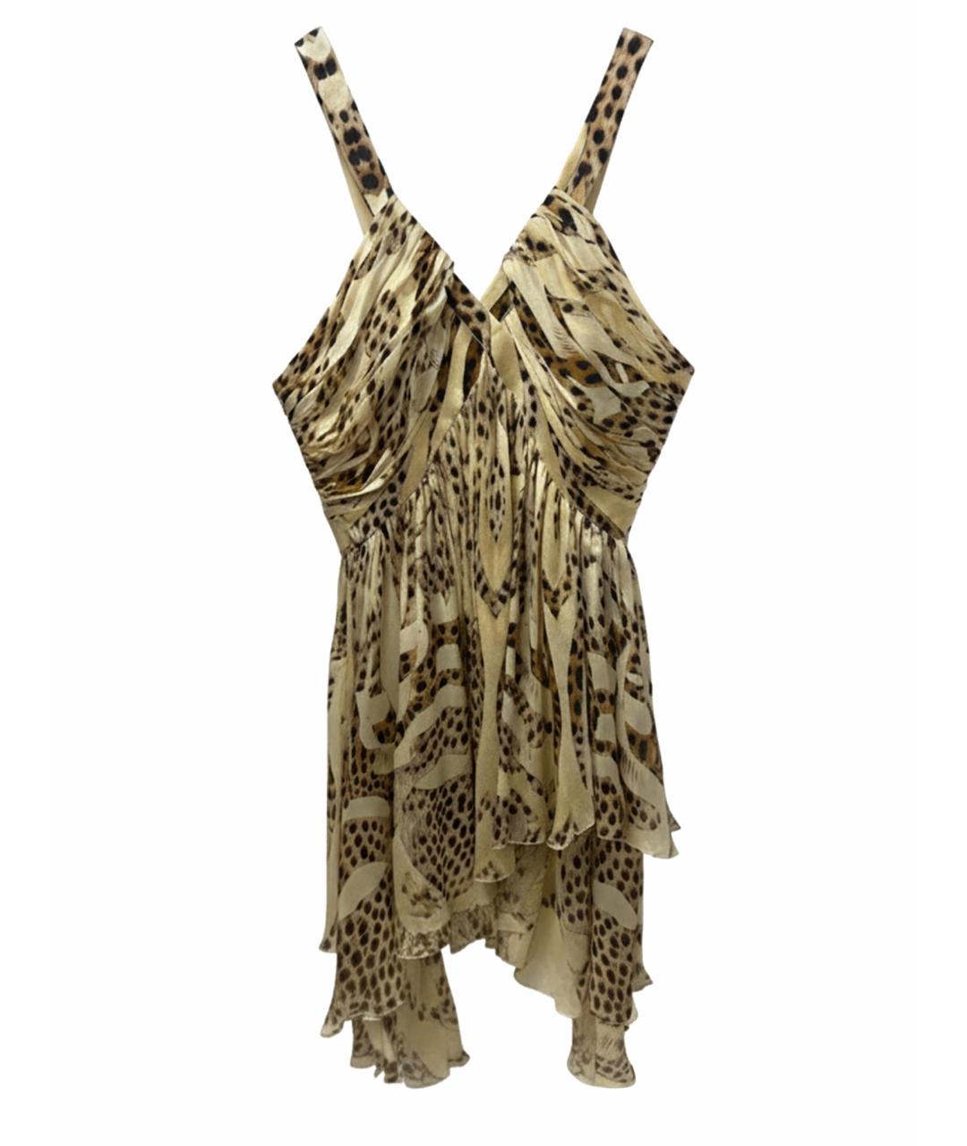 ROBERTO CAVALLI Золотой шелковый сарафан, фото 1