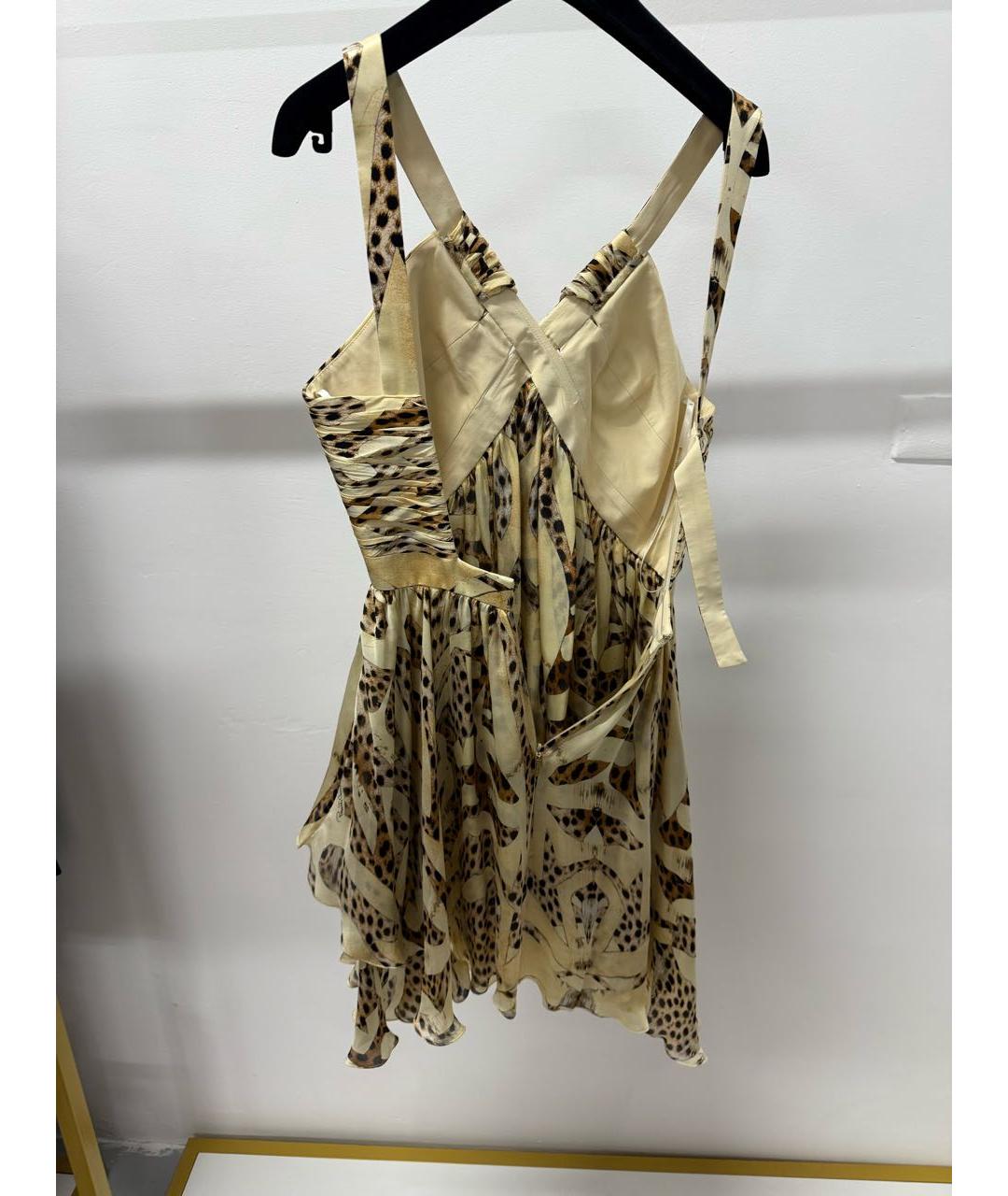 ROBERTO CAVALLI Золотой шелковый сарафан, фото 2