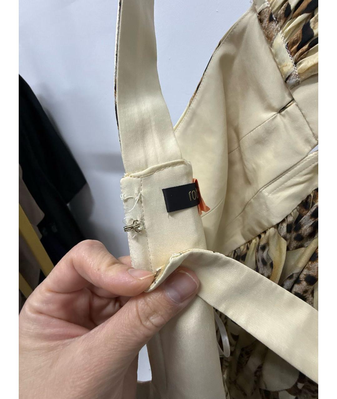 ROBERTO CAVALLI Золотой шелковый сарафан, фото 5