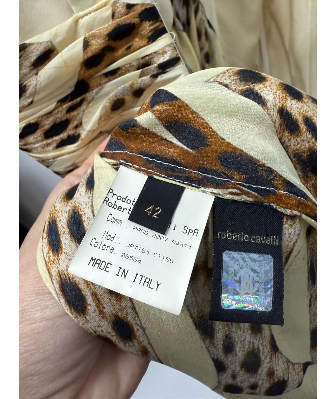 ROBERTO CAVALLI Золотой шелковый сарафан, фото 3