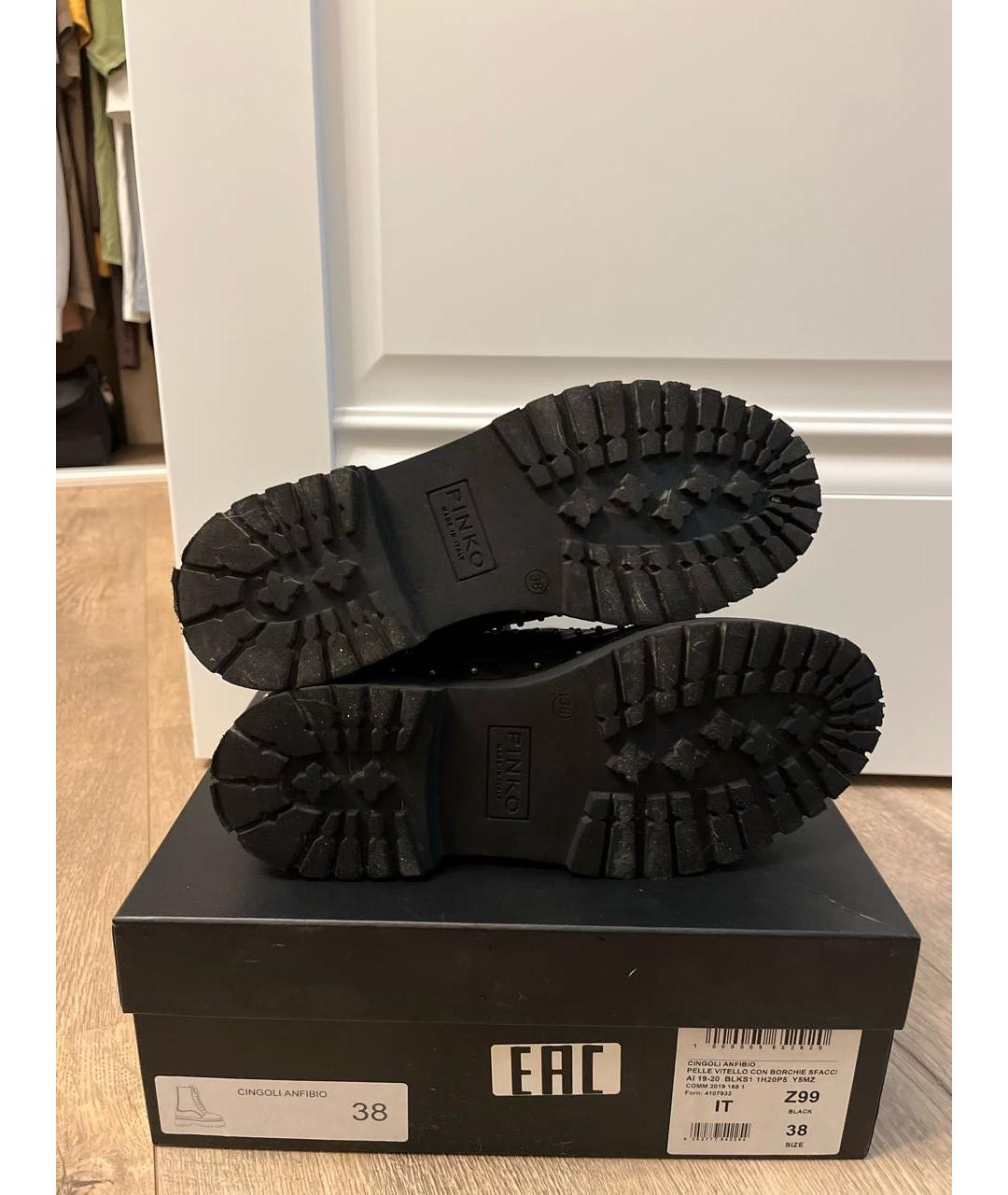 PINKO Черные кожаные ботинки, фото 6