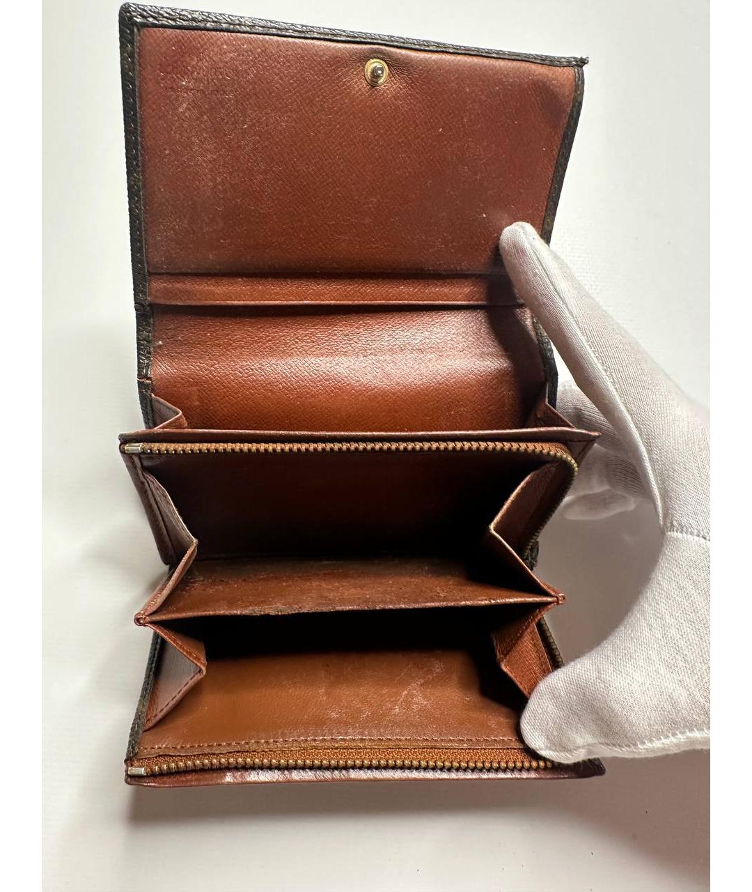 LOUIS VUITTON Коричневый кожаный кошелек, фото 5