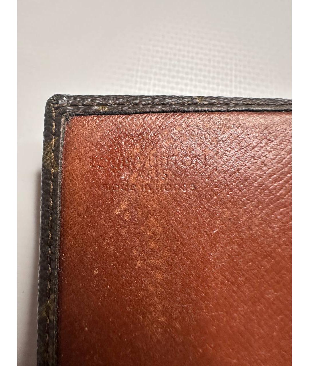 LOUIS VUITTON Коричневый кожаный кошелек, фото 6