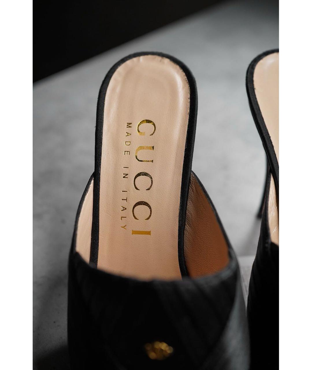 GUCCI Черные текстильные мюли, фото 4