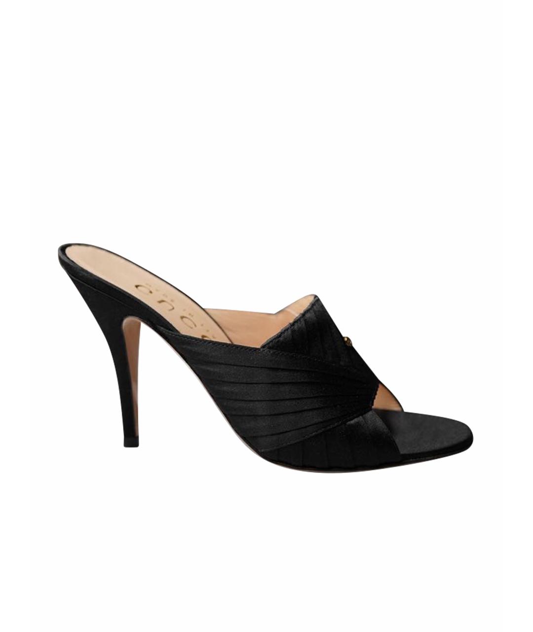 GUCCI Черные текстильные мюли, фото 1