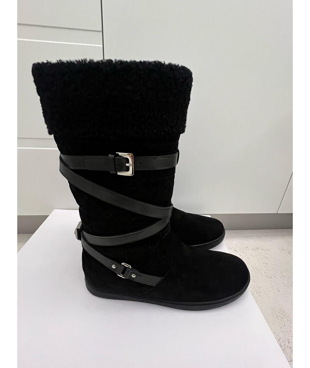 CHRISTIAN DIOR Черные замшевые сапоги, фото 8