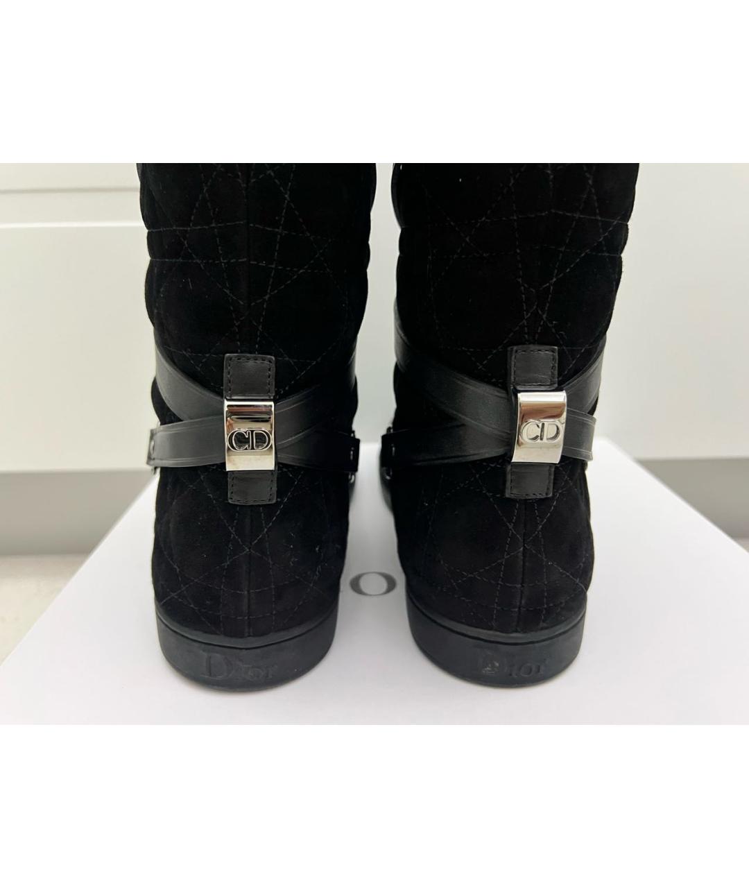 CHRISTIAN DIOR Черные замшевые сапоги, фото 5