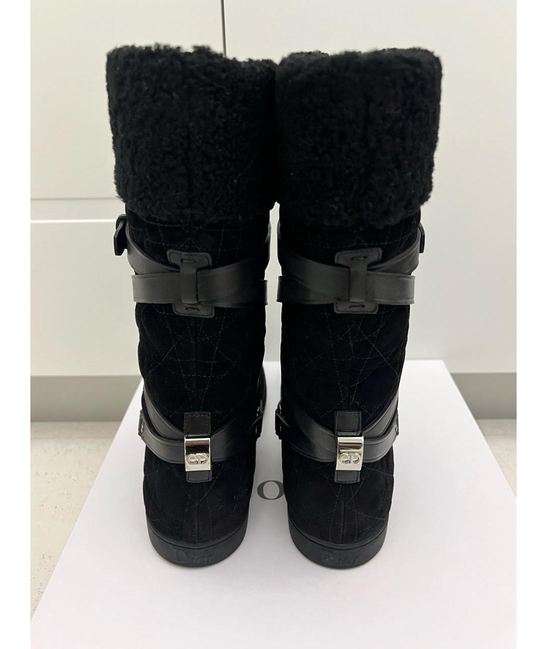 CHRISTIAN DIOR Черные замшевые сапоги, фото 4