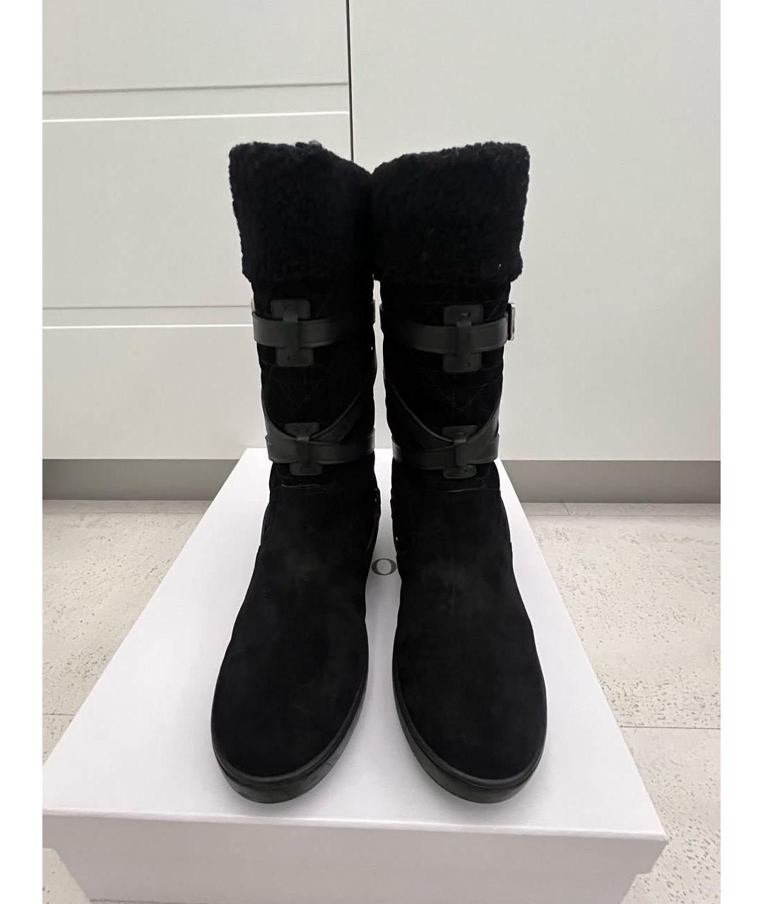 CHRISTIAN DIOR Черные замшевые сапоги, фото 2