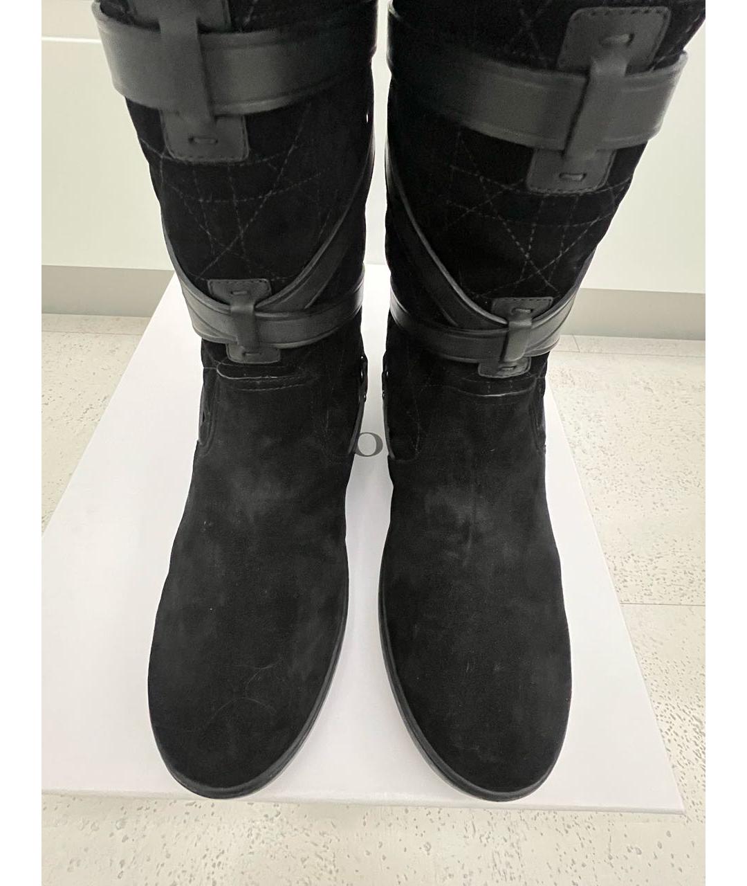 CHRISTIAN DIOR Черные замшевые сапоги, фото 3