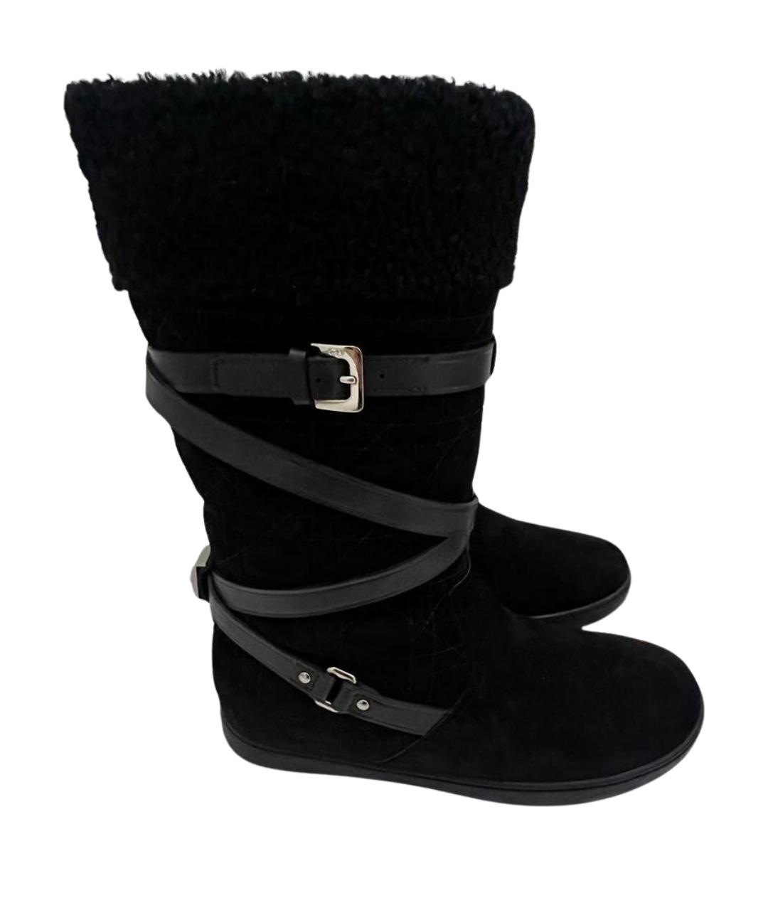 CHRISTIAN DIOR Черные замшевые сапоги, фото 1