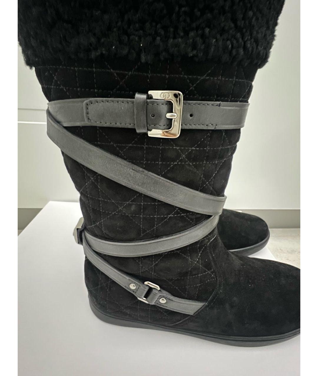 CHRISTIAN DIOR Черные замшевые сапоги, фото 6