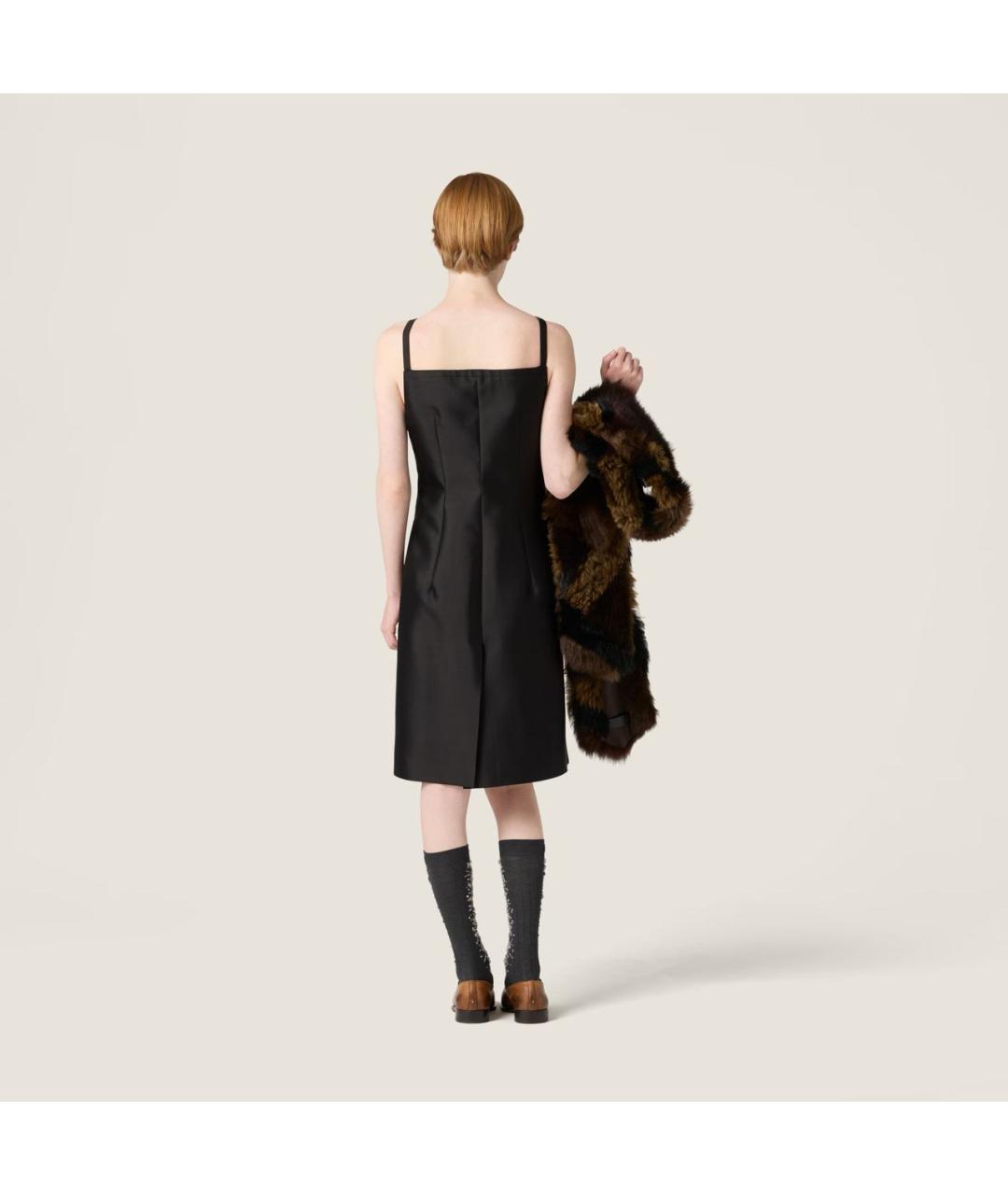 MIU MIU Черное шелковое повседневное платье, фото 3