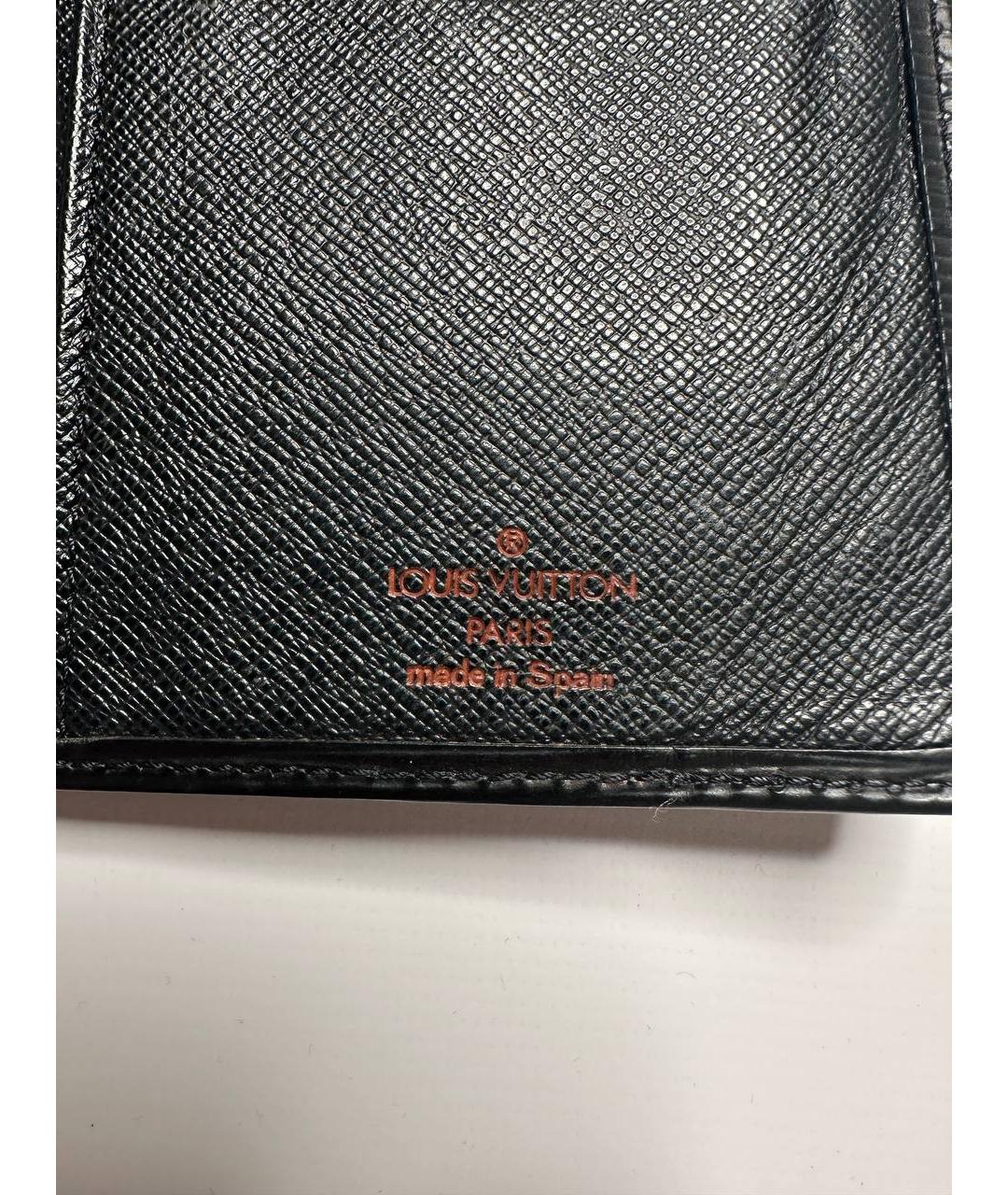 LOUIS VUITTON Черный кожаный кошелек, фото 6