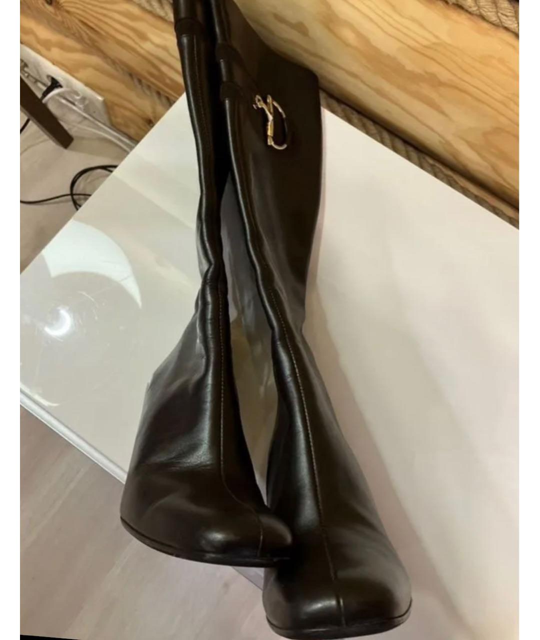 GUCCI Коричневые кожаные сапоги, фото 5