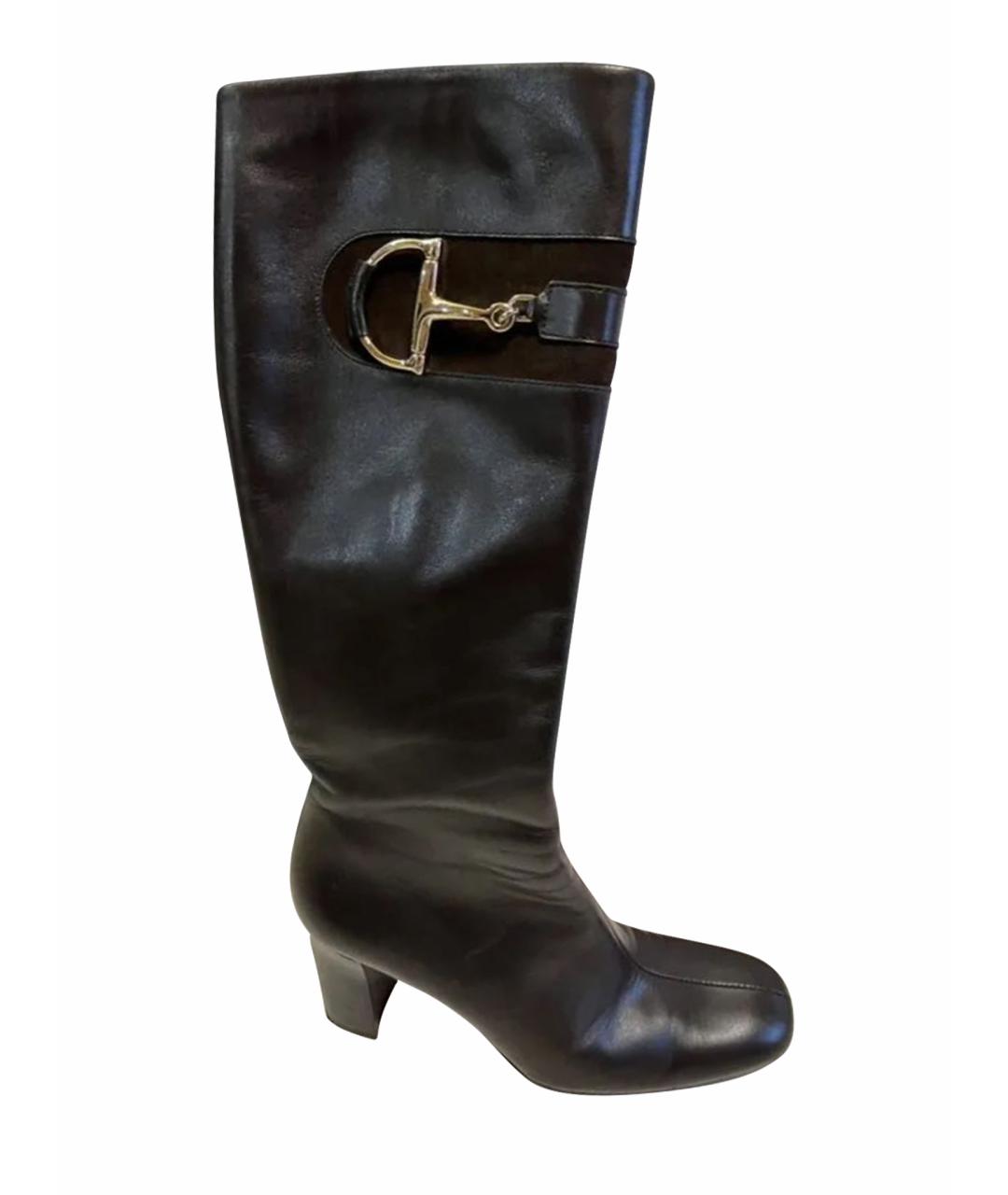 GUCCI Коричневые кожаные сапоги, фото 1