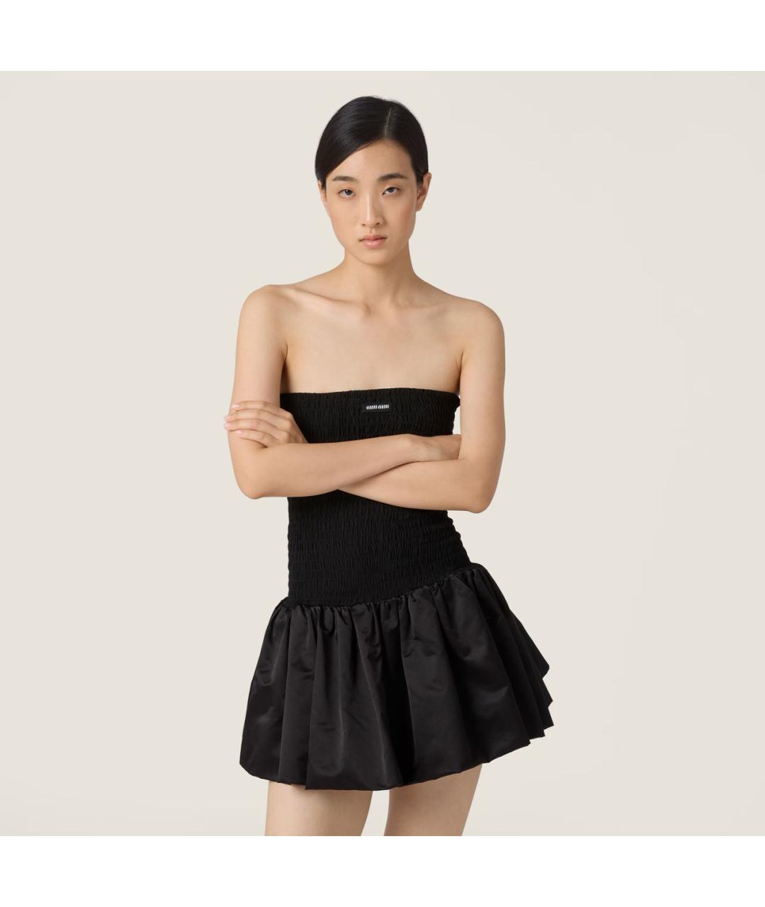 MIU MIU Черное шелковое повседневное платье, фото 2