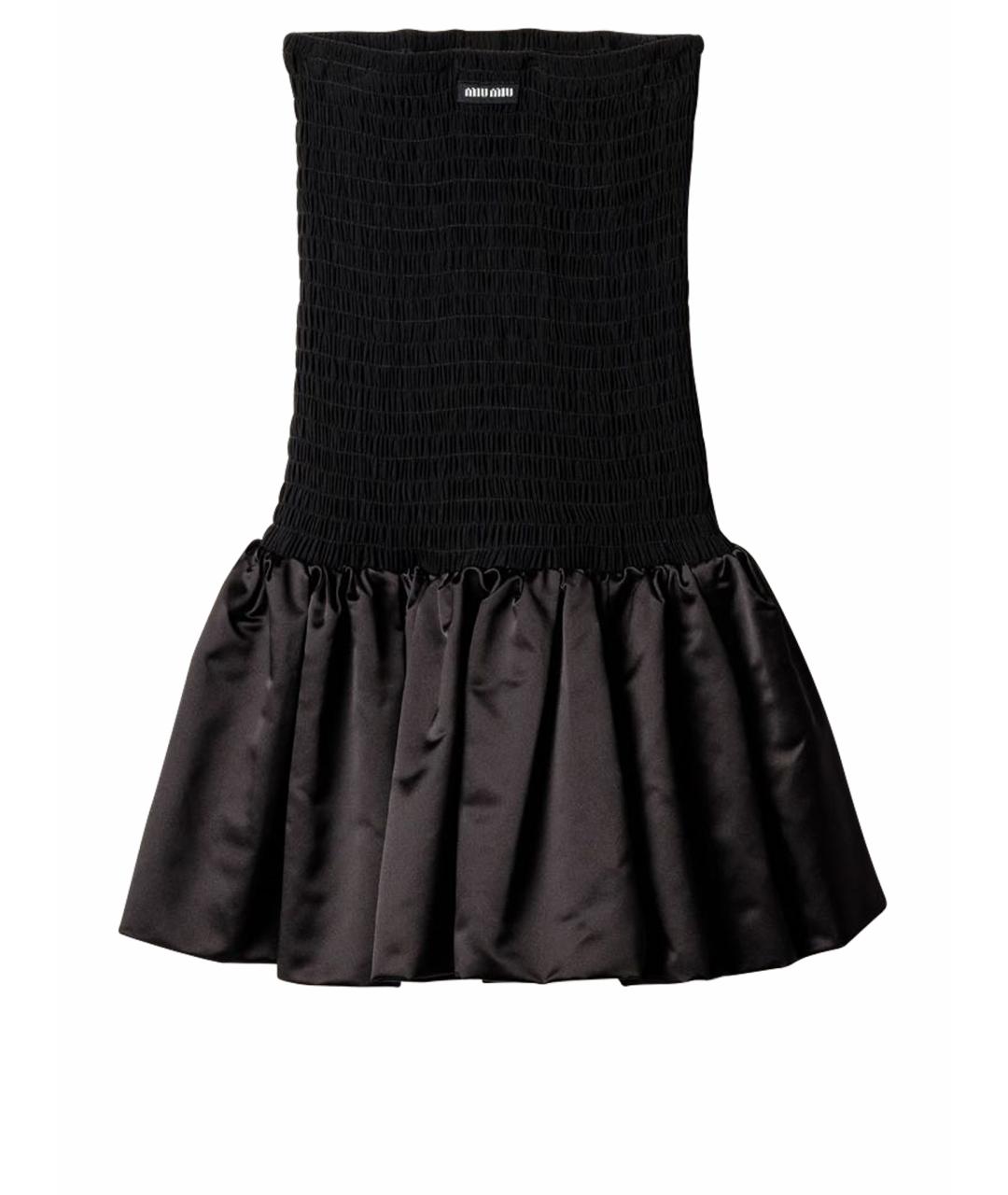 MIU MIU Черное шелковое повседневное платье, фото 1