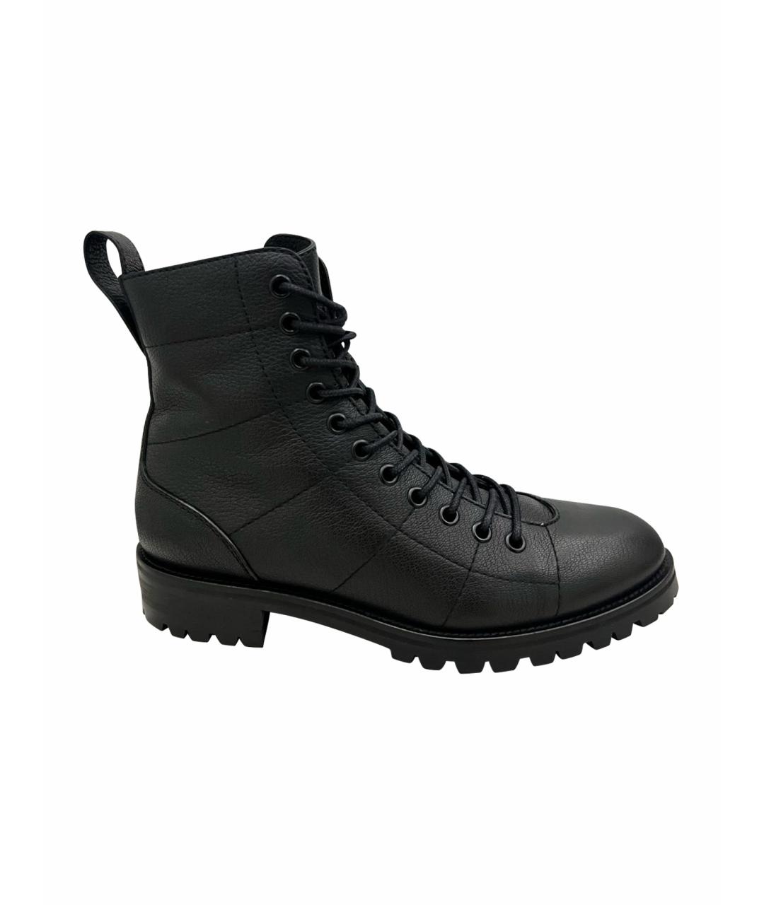 JIMMY CHOO Черные кожаные ботинки, фото 1