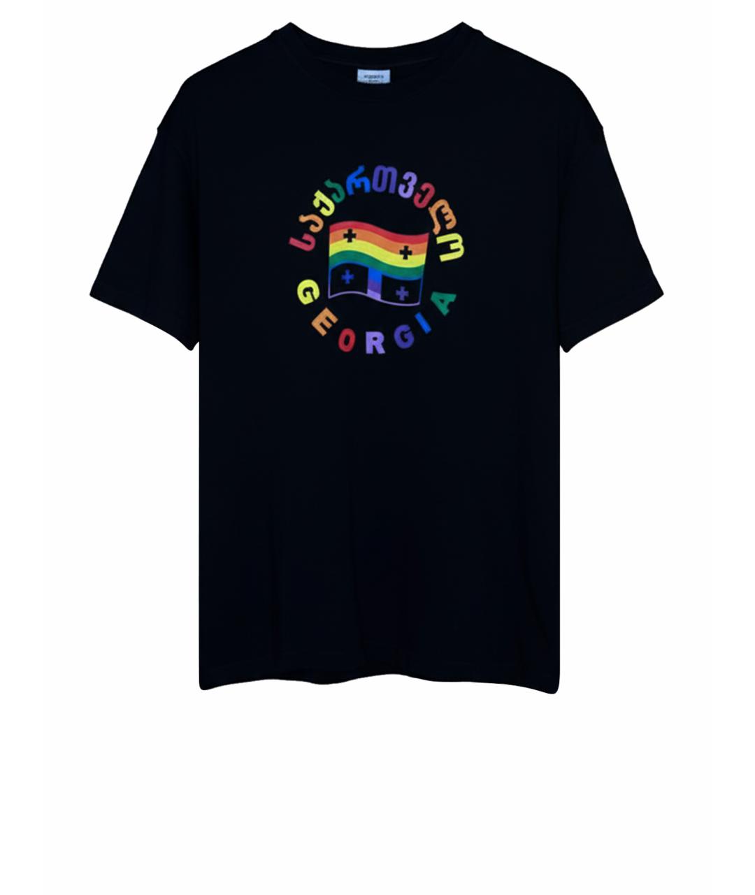 VETEMENTS Черная хлопковая футболка, фото 1