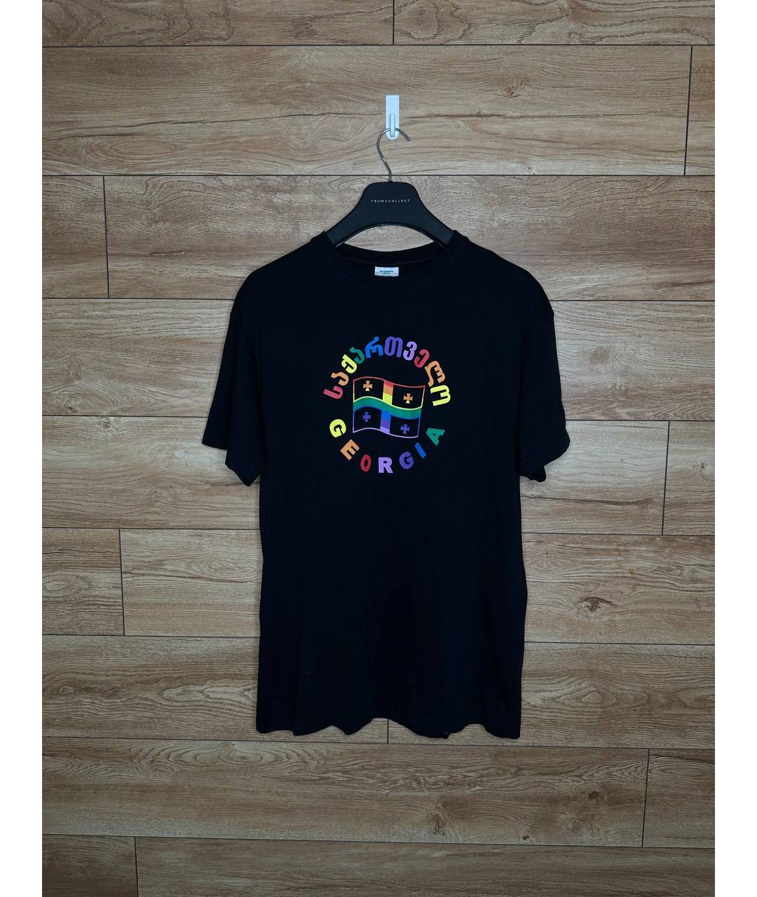 VETEMENTS Черная хлопковая футболка, фото 6