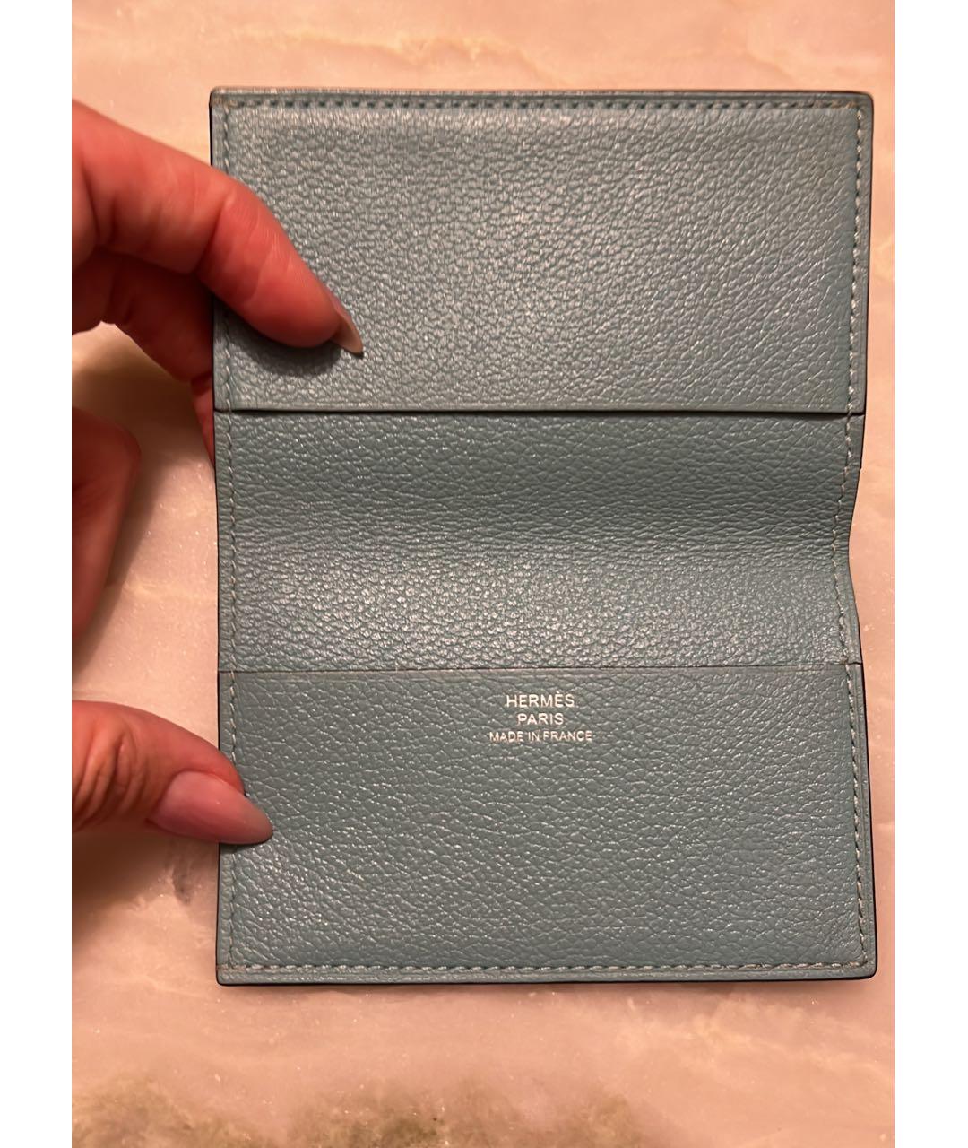 HERMES Голубой кожаный кошелек, фото 2