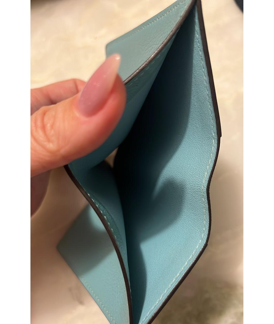 HERMES Голубой кожаный кошелек, фото 4