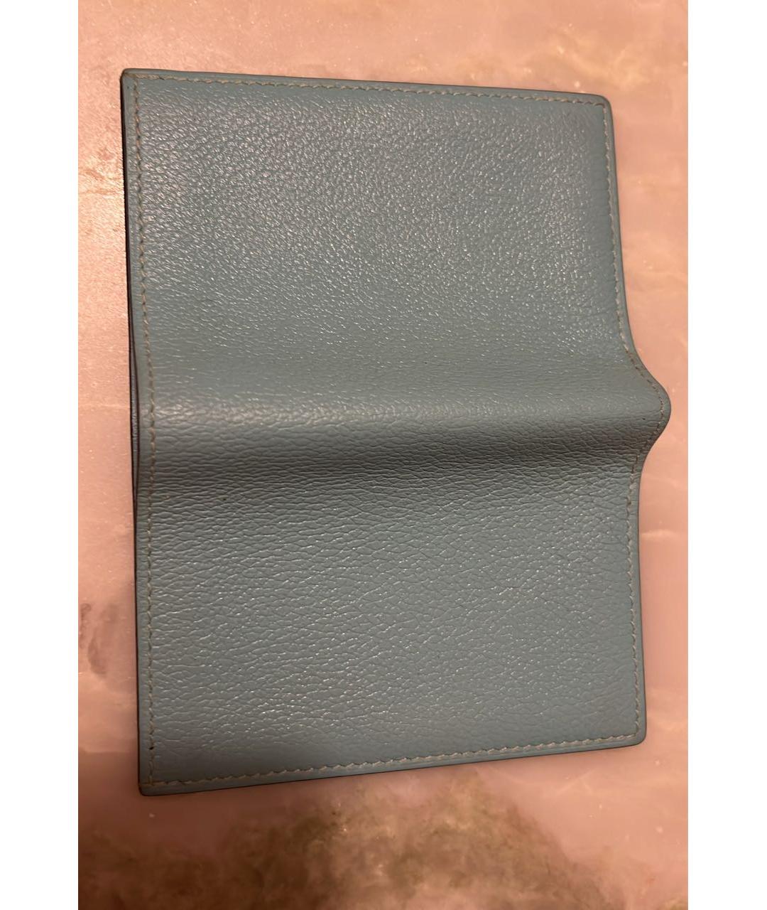 HERMES Голубой кожаный кошелек, фото 3