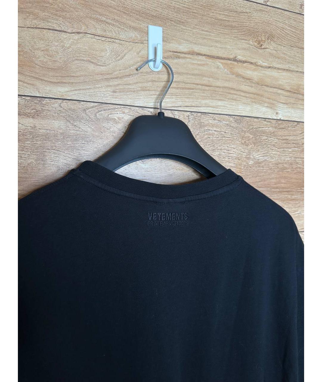 VETEMENTS Черная хлопковая футболка, фото 3