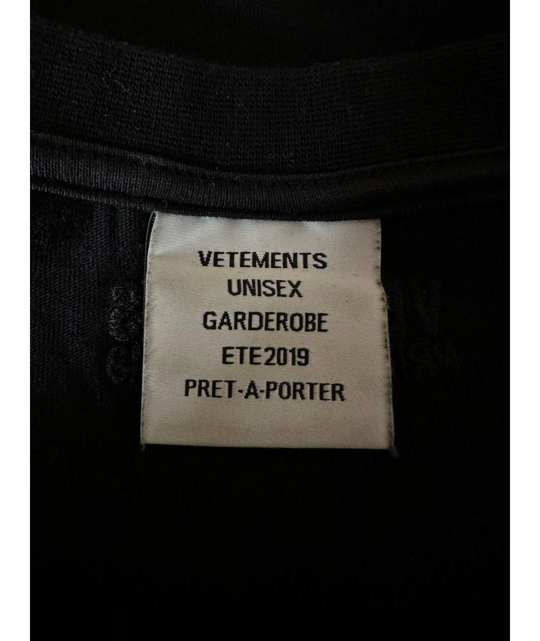 VETEMENTS Черная хлопковая футболка, фото 4