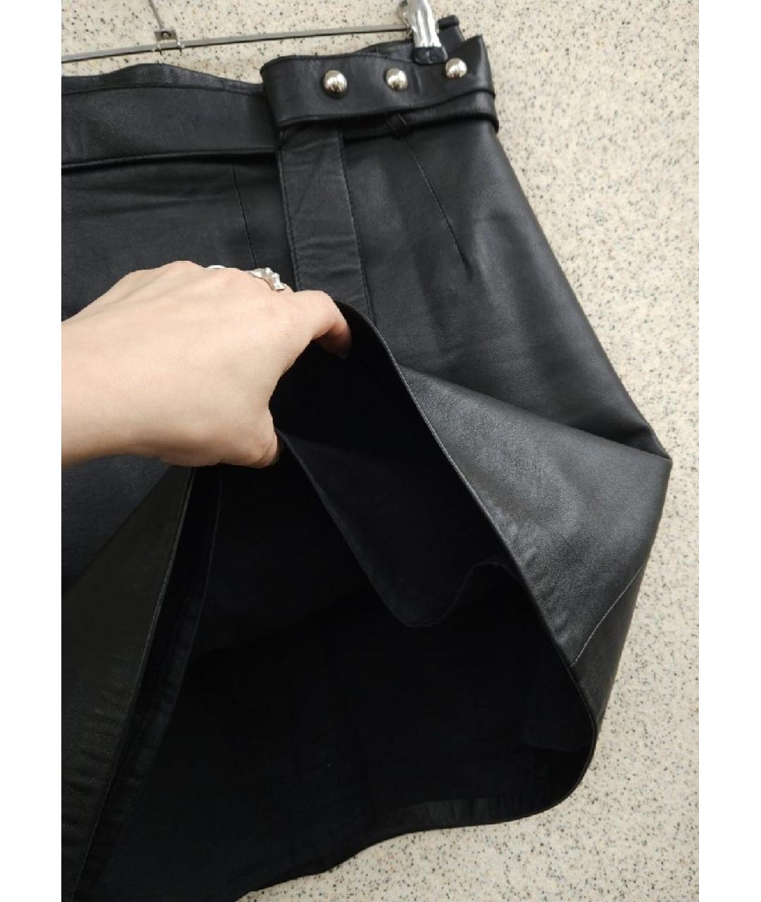 SANDRO Черная кожаная юбка мини, фото 5