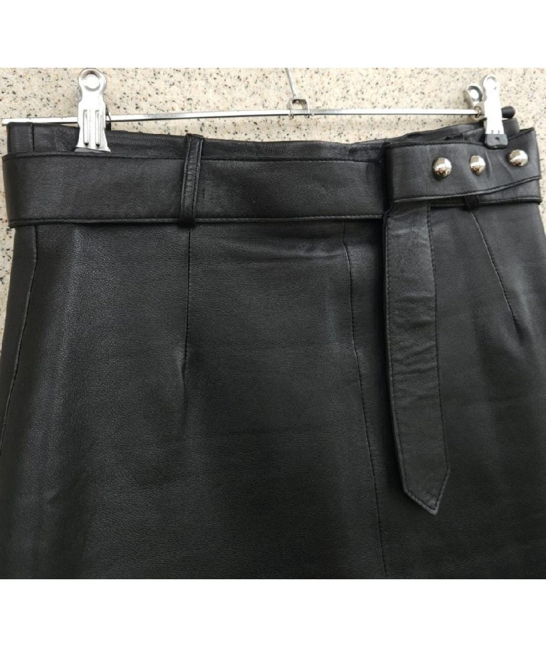 SANDRO Черная кожаная юбка мини, фото 4