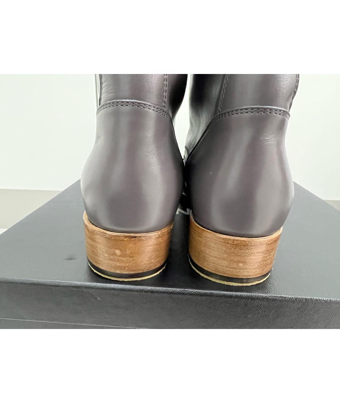 CHANEL Антрацитовые кожаные ботинки, фото 5