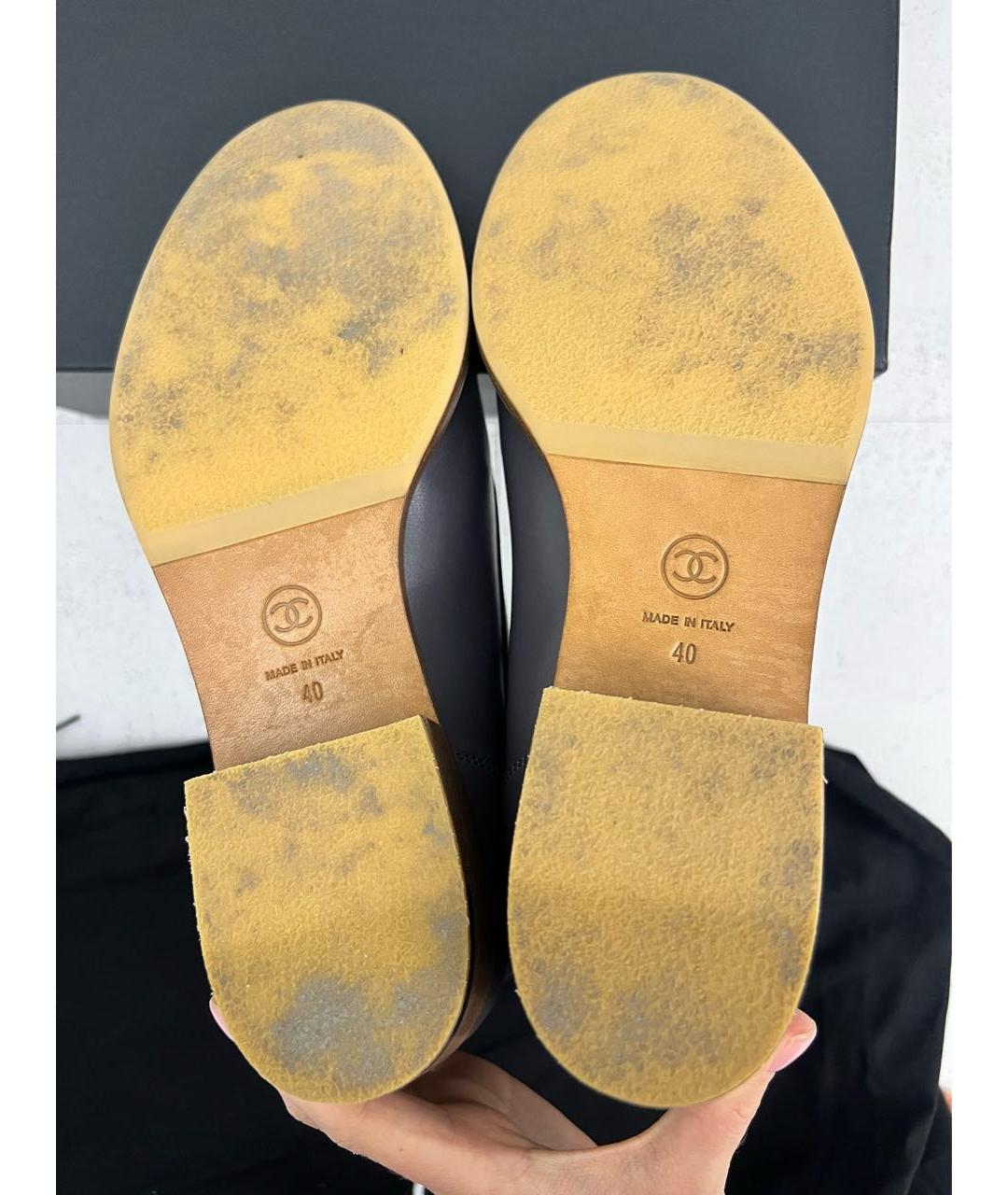 CHANEL Антрацитовые кожаные ботинки, фото 6