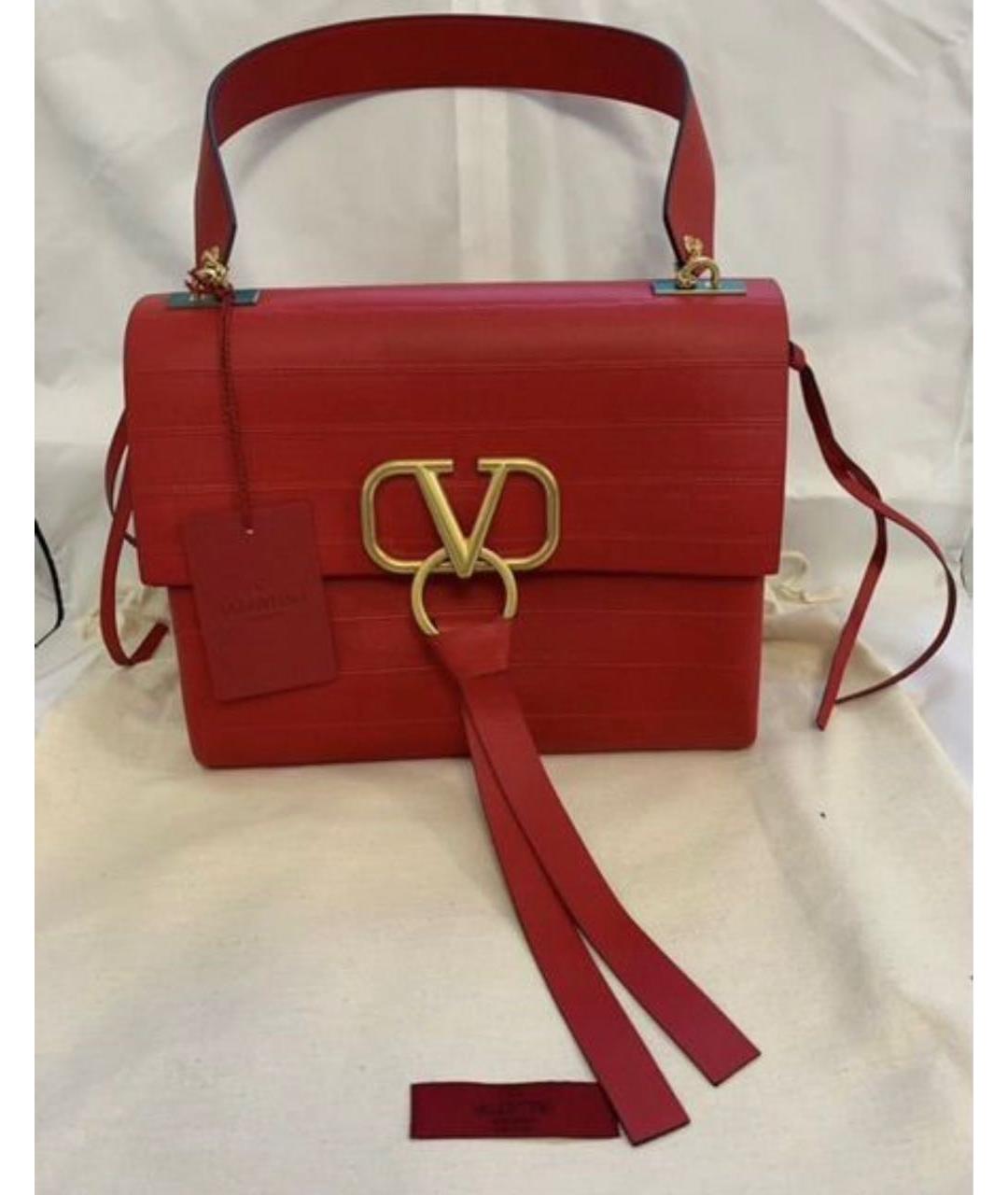VALENTINO Красная кожаная сумка с короткими ручками, фото 2