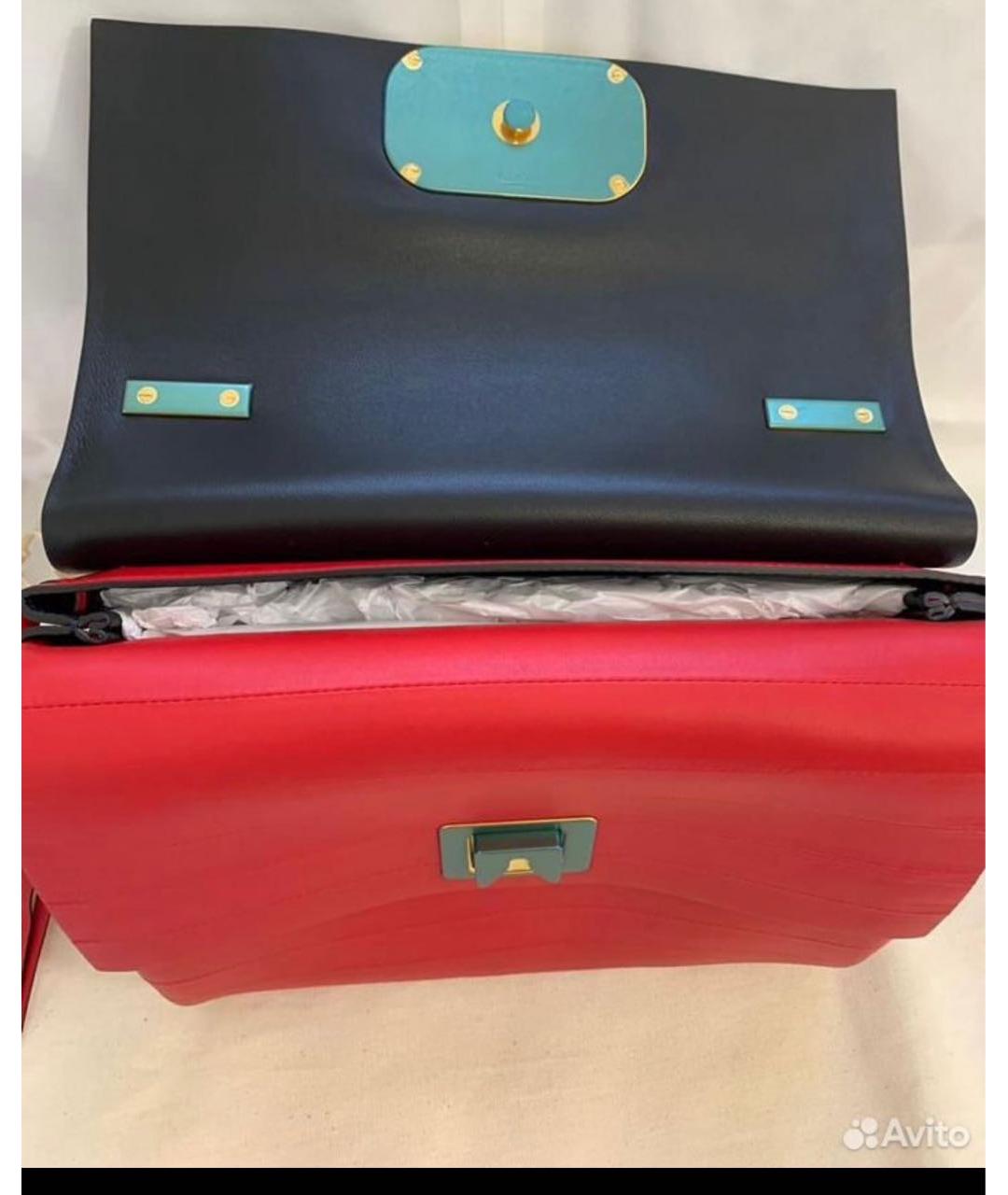 VALENTINO Красная кожаная сумка с короткими ручками, фото 4