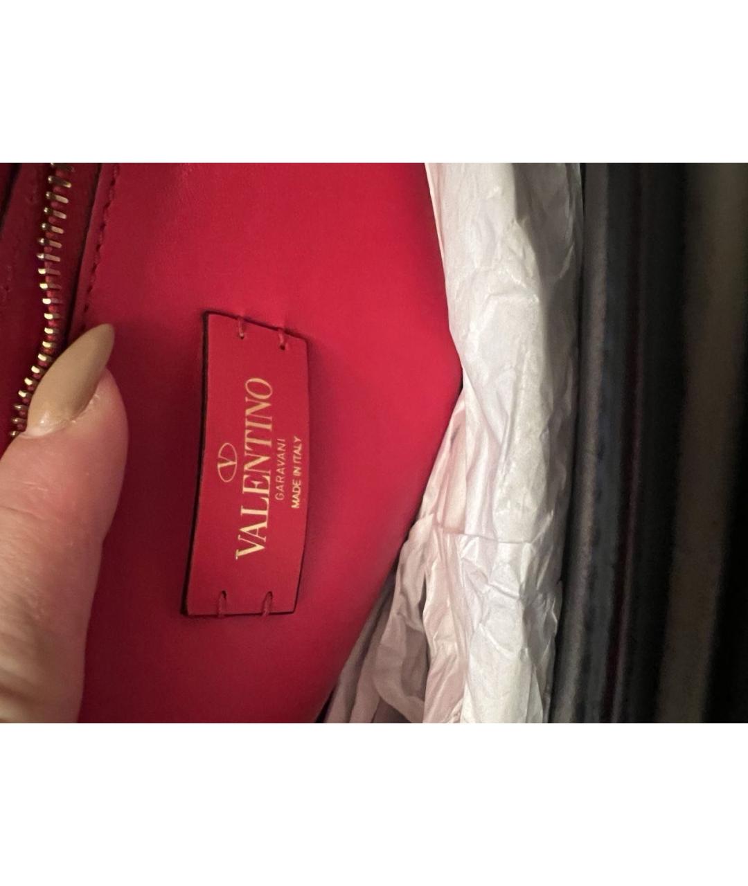 VALENTINO Красная кожаная сумка с короткими ручками, фото 5