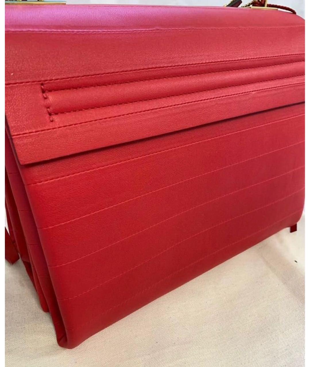 VALENTINO Красная кожаная сумка с короткими ручками, фото 3