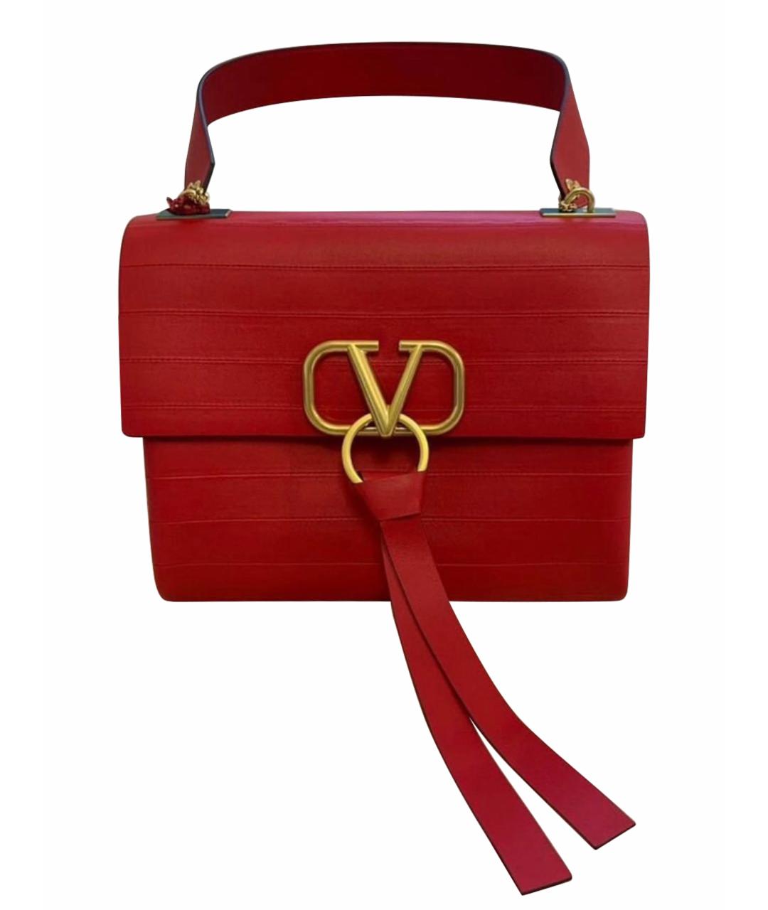 VALENTINO Красная кожаная сумка с короткими ручками, фото 1