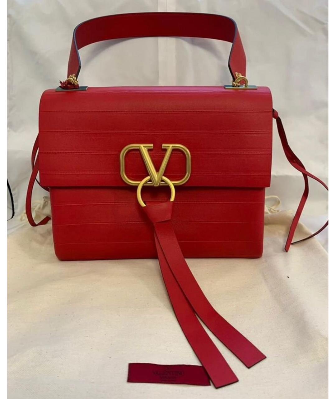 VALENTINO Красная кожаная сумка с короткими ручками, фото 9