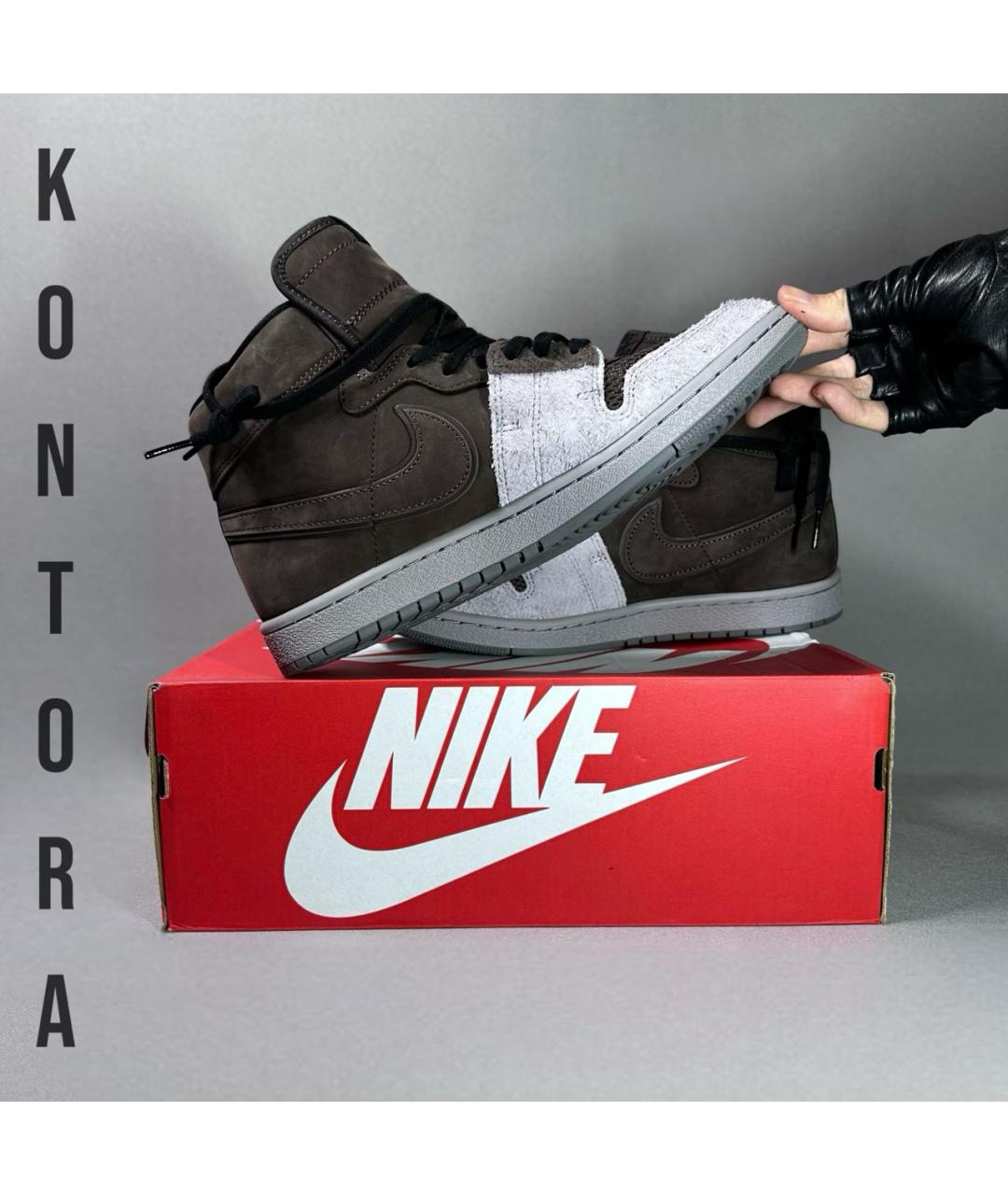 JORDAN Коричневые замшевые высокие кроссовки / кеды, фото 8