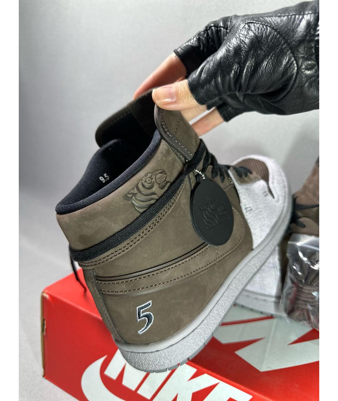 JORDAN Коричневые замшевые высокие кроссовки / кеды, фото 4