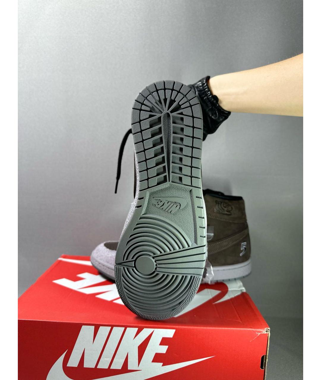 JORDAN Коричневые замшевые высокие кроссовки / кеды, фото 3