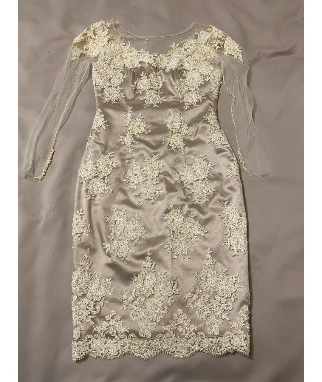 ZUHAIR MURAD Бежевое кружевное коктейльное платье, фото 3