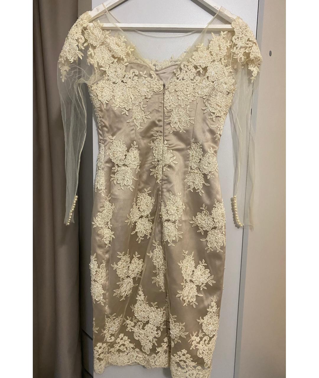 ZUHAIR MURAD Бежевое кружевное коктейльное платье, фото 2