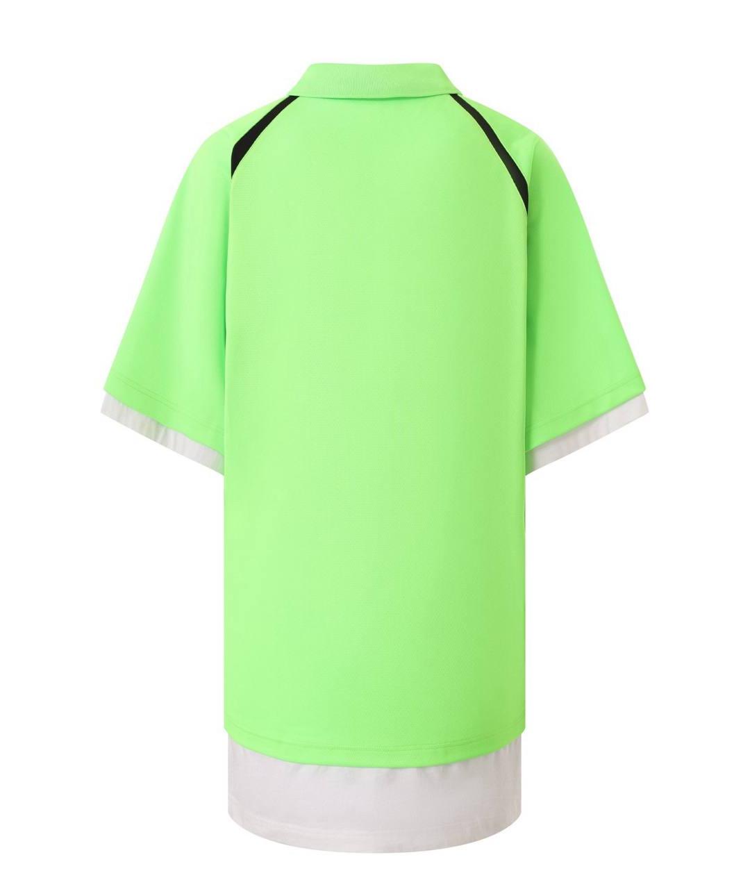 BALENCIAGA Салатовыое хлопко-полиэстеровое поло с коротким рукавом, фото 2