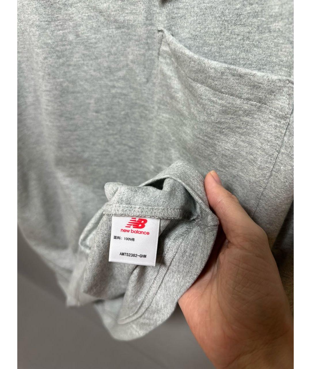 NEW BALANCE Серая хлопковая футболка, фото 5