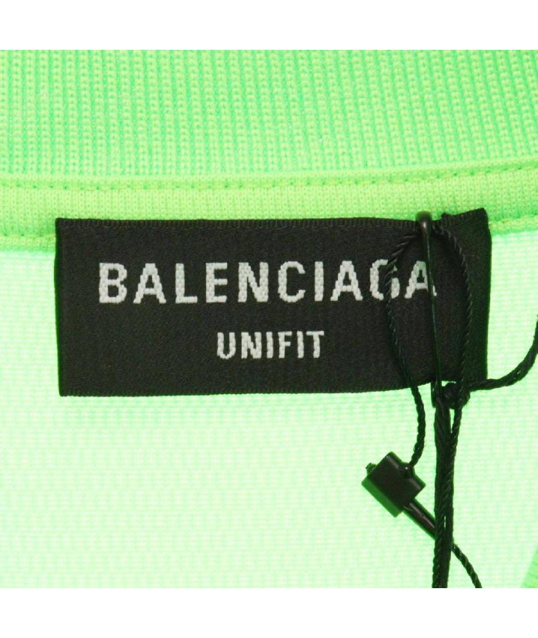 BALENCIAGA Салатовая полиэстеровая футболка, фото 3