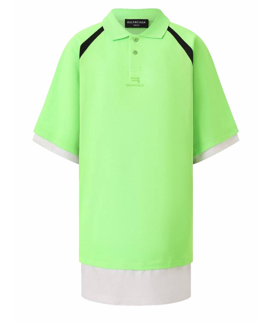 BALENCIAGA Салатовая полиэстеровая футболка, фото 1